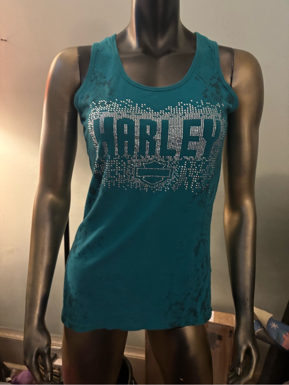 Harley-Davidson Teal Crystal Logo Tank Top - Women's